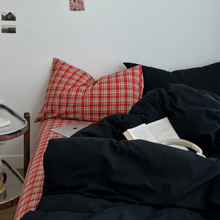 A类ins风全棉纯棉床上用品四件套被罩床单被套学生宿舍三件套床笠