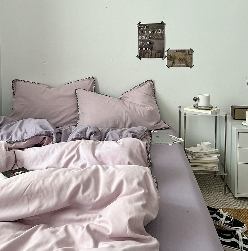 双层纱水洗棉麻四件套美式碎花