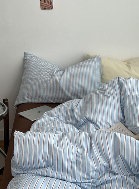 A类ins风全棉纯棉床上用品四件套被罩床单被套学生宿舍三件套床笠