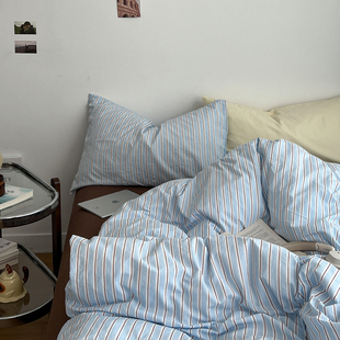 A类ins风全棉纯棉床上用品四件套被罩床单被套学生宿舍三件套床笠