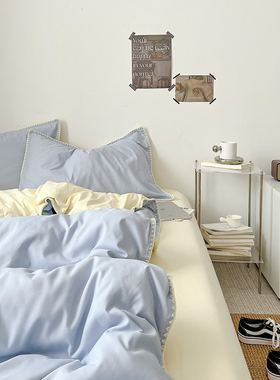 ins四件套纯棉全棉床单磨毛床上用品被套被罩床笠宿舍学生三件套4