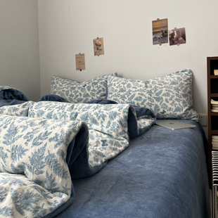 A类牛奶绒四件套新款冬季加绒加厚被罩床单珊瑚绒被套三件套床笠4