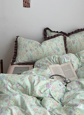 A类花边纯棉全棉四件套2025新款床上用品床单被套床笠宿舍三件套4