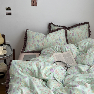 A类花边纯棉全棉四件套2025新款床上用品床单被套床笠宿舍三件套4