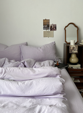 ins四件套纯棉全棉床上用品被套被罩床单学生单人宿舍三件套床笠4