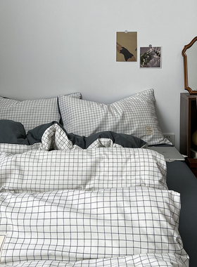 春夏纯棉全棉四件套1.8床上用品被套床单被罩单人学生宿舍三件套4