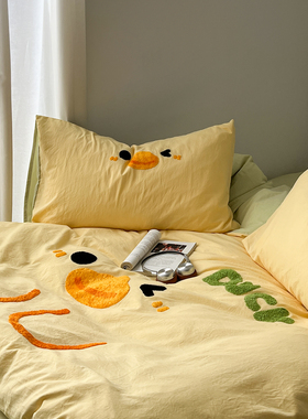 新款毛巾绣A类全棉纯棉四件套少女心学生宿舍三件套被套床单床笠4