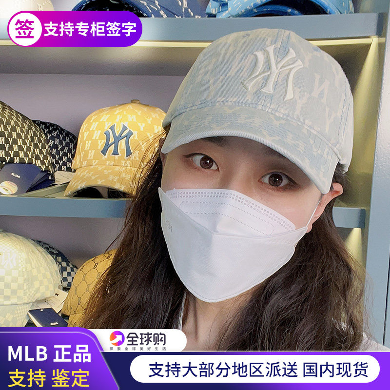 韩国mlb正品牛仔棒球帽满标ny老花泫雅明星同款软顶鸭舌帽cpdm