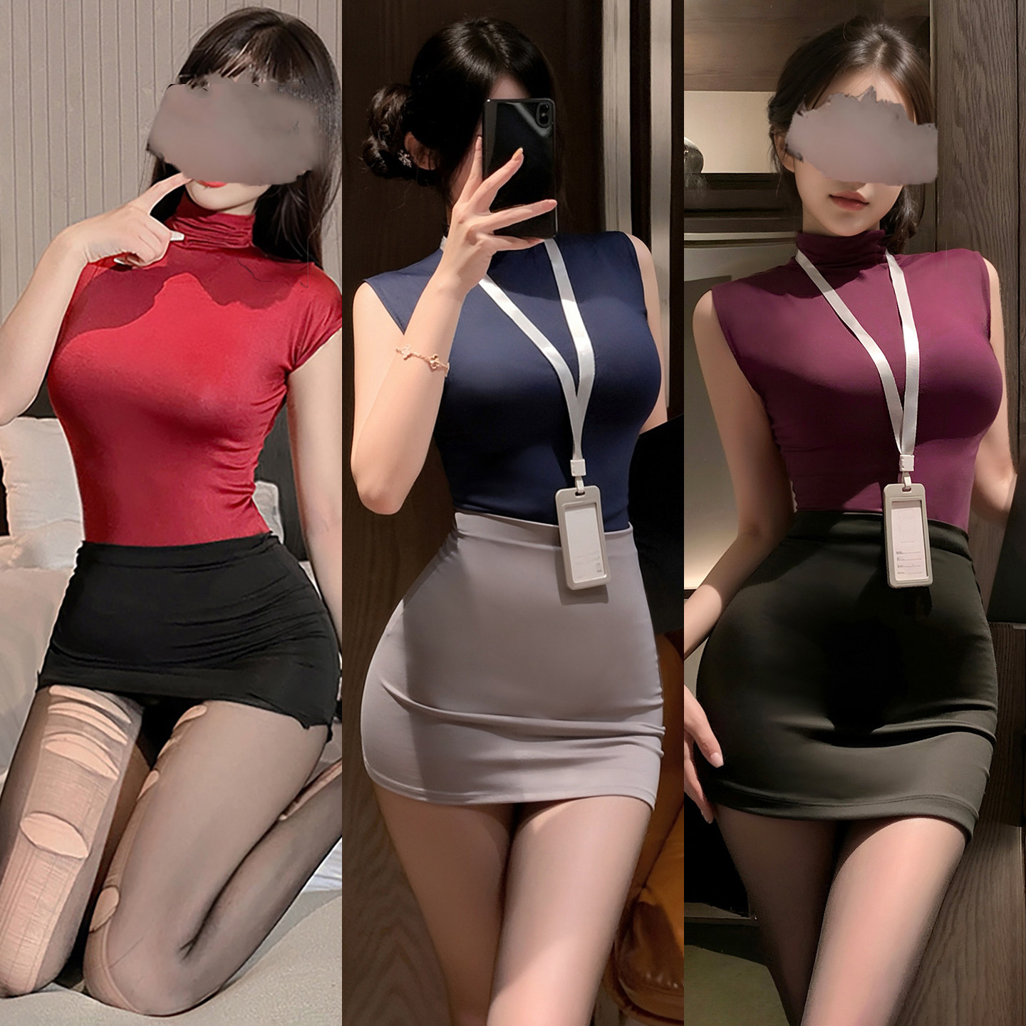 性感秘书制服内衣套装情趣无袖睡裙OL包臀裙情调女禁欲系大码睡衣