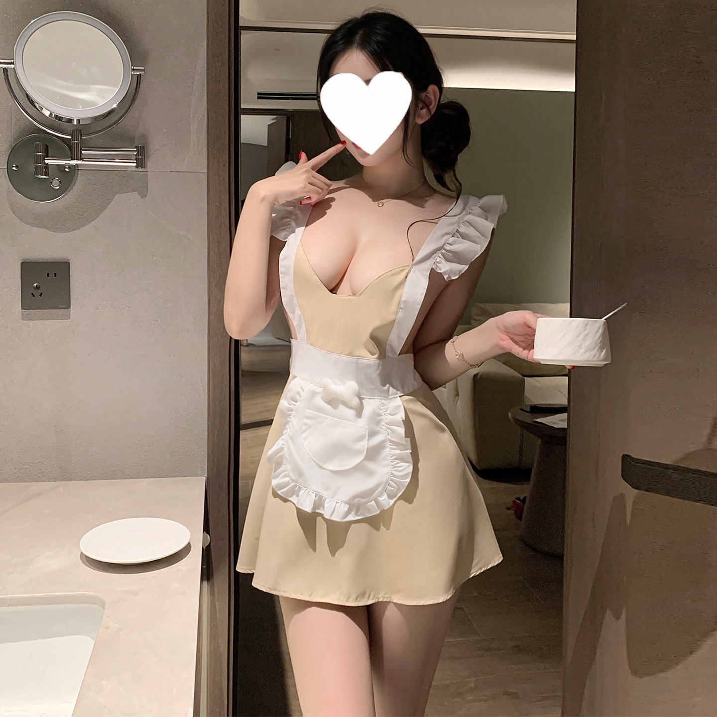 性感女仆制服围裙荷叶边露背纯欲情调qqny内衣男仆装套装角色扮演
