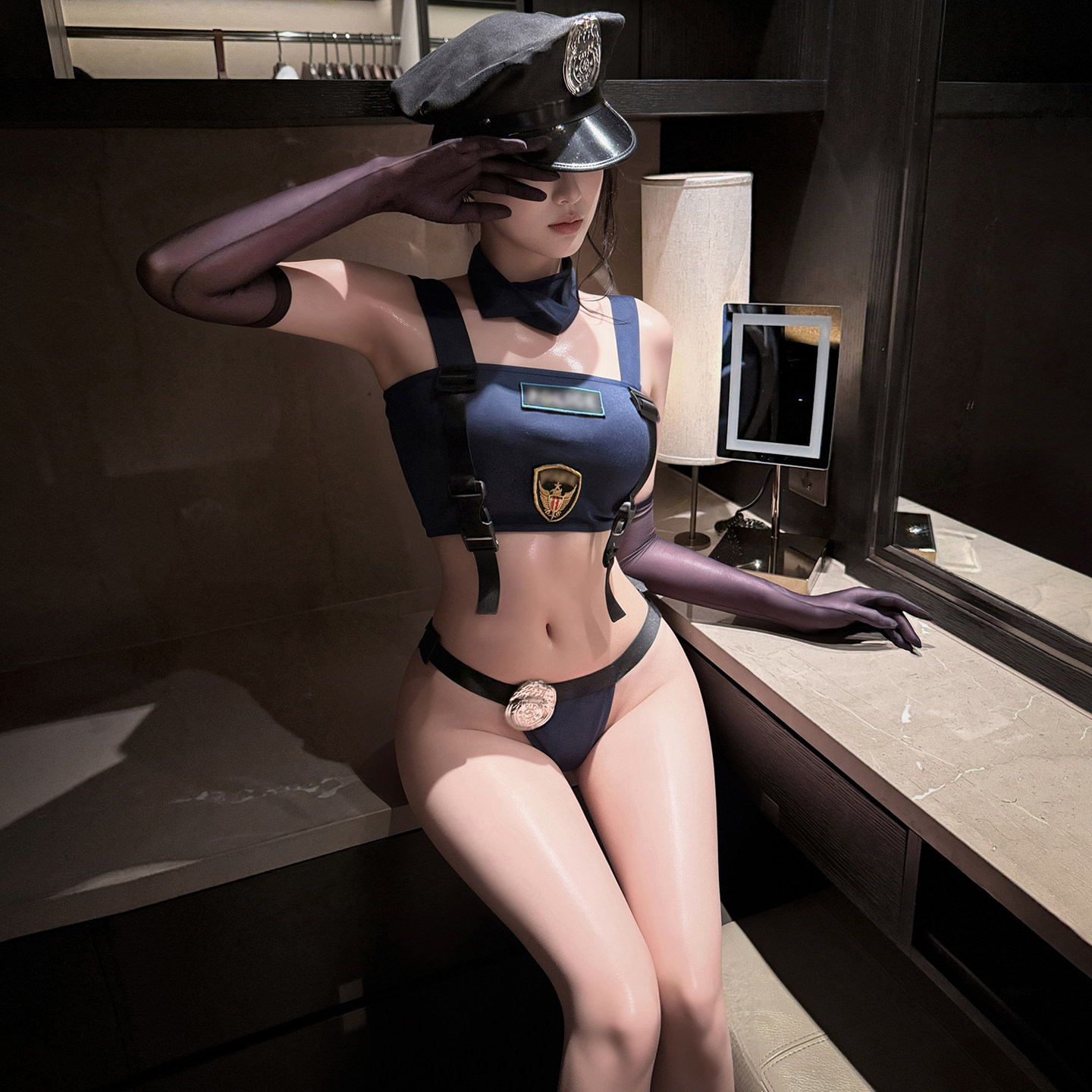 性感教官制服深蓝色角色扮演cos内衣空姐朱迪套装纯欲床上趣味女