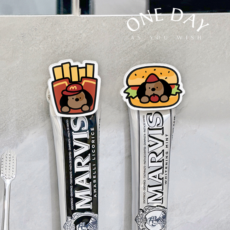 腊肠狗卫生间牙膏置物架上墙懒人挤牙膏神器壁挂牙膏夹洗面奶收纳