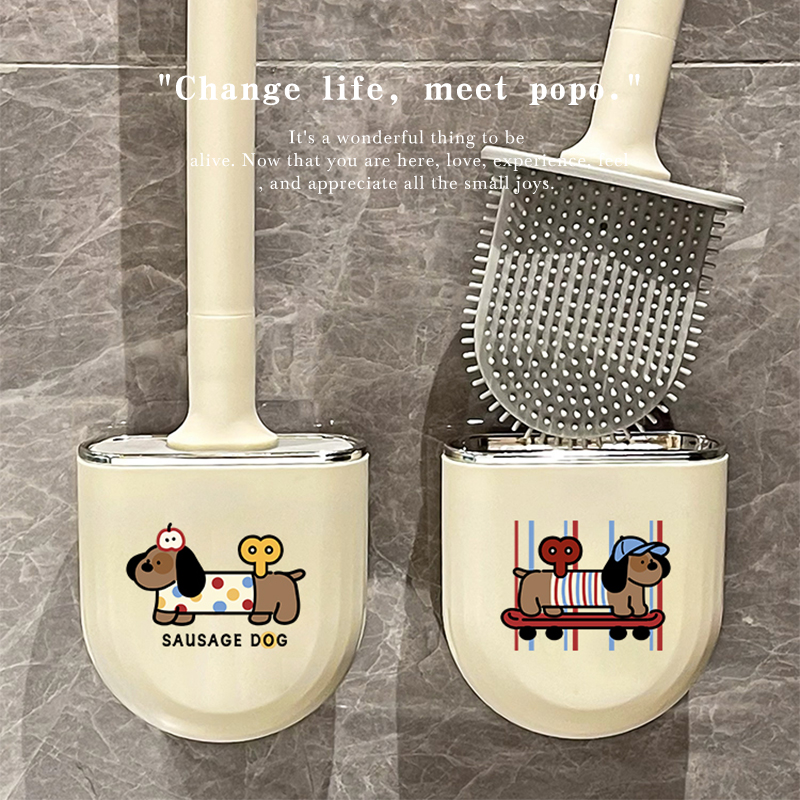 腊肠狗卫生间马桶刷家用无死角厕所硅胶刷子壁挂清洁刷洗马桶神器