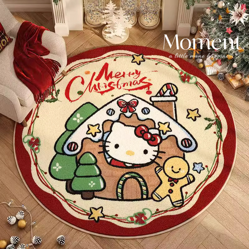 小猫的屋圣诞装饰地毯客厅入户门垫圆形卧室床边毯女孩房间布置,居家布艺,地毯,淘宝优惠券,粉丝福利购,淘宝优惠卷