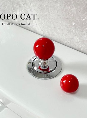 创意红色圆球马桶按压器按钮美甲厕所冲水神器马桶水箱按键加长杆