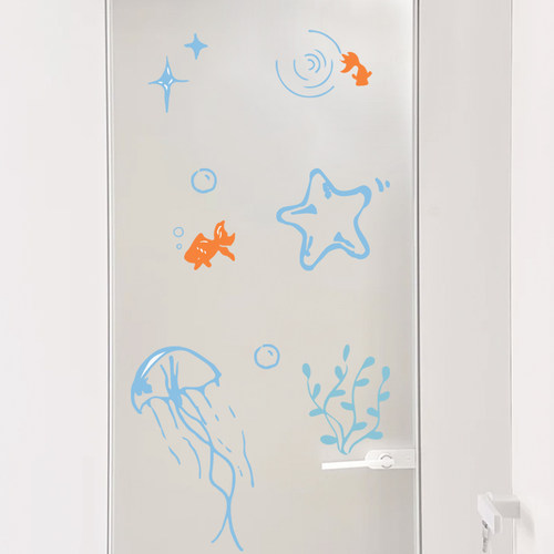 浴室玻璃门金鱼贴纸防水装饰贴画