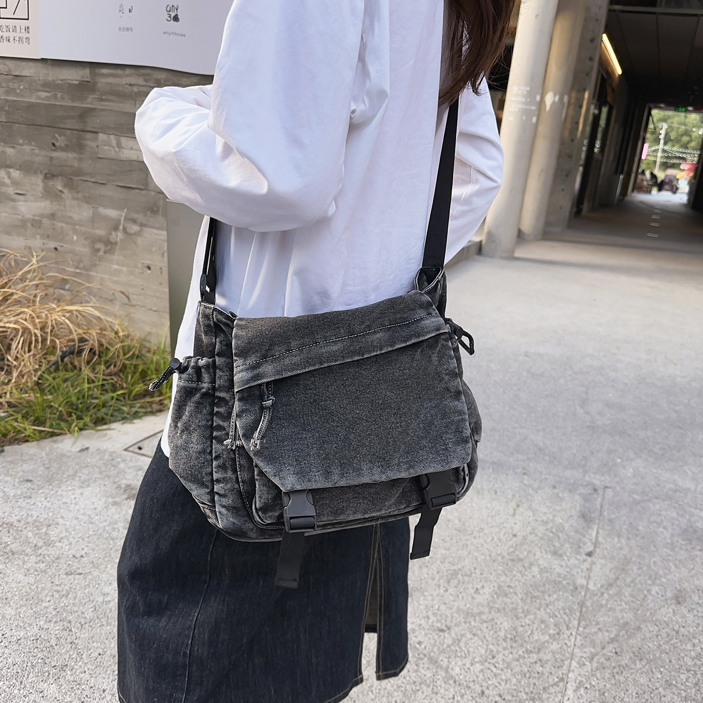 2026新款工装包复古牛仔帆布单肩包女斜挎包多口袋休闲百搭邮差包,箱包皮具/热销女包/男包,单肩包,淘宝优惠券,粉丝福利购,淘宝优惠卷