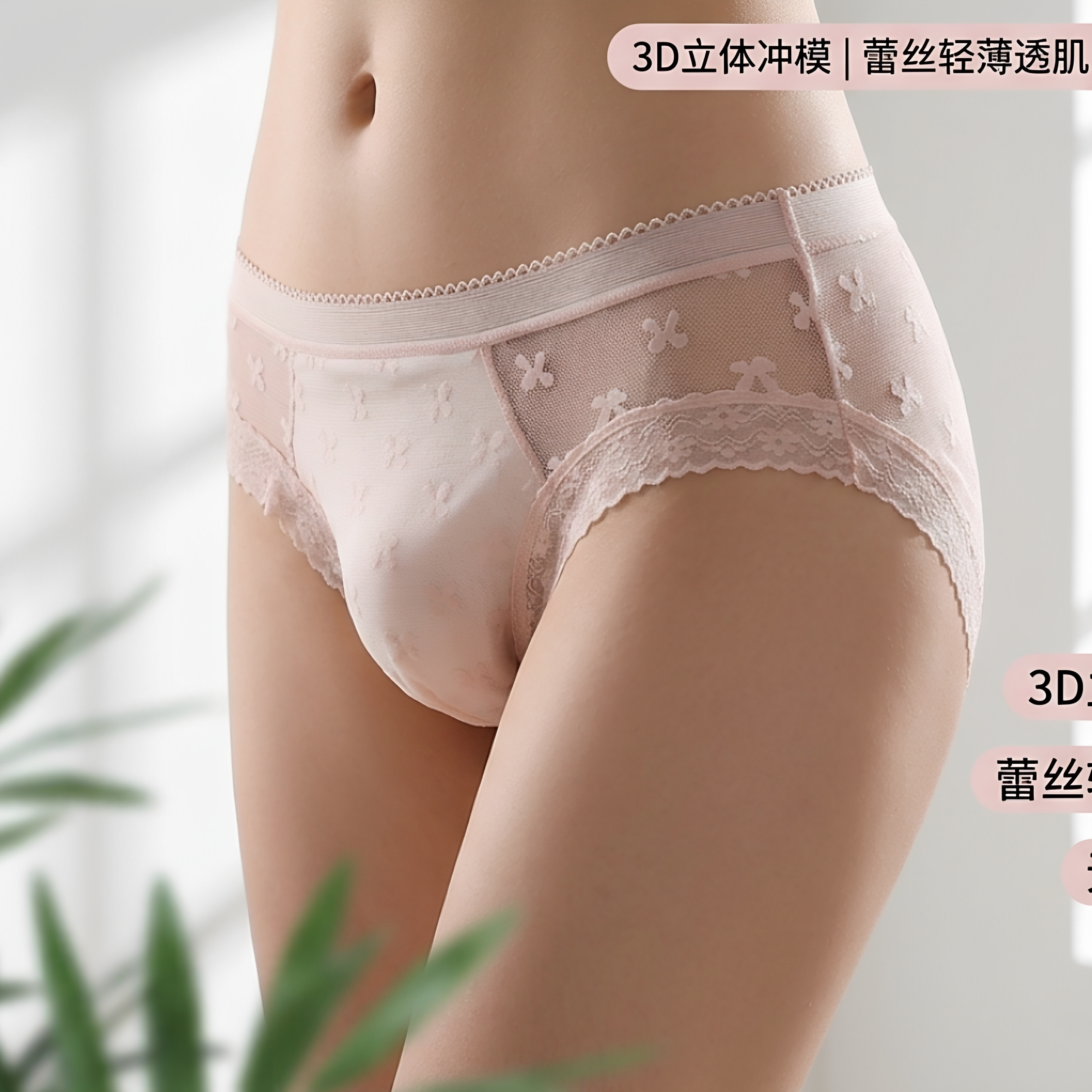 新款男士蕾丝三角裤性感透气轻薄新款潮流欧美男士内裤女性化设计