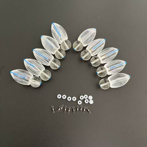新型亚克力加玻璃助投器透明通心缓沉水路亚逗钓翘嘴远投抗风跳底
