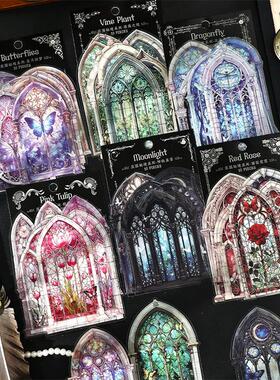 Infeel.me庄园秘境PET贴纸包复古典梦幻门庭花窗手帐拼贴装饰贴画