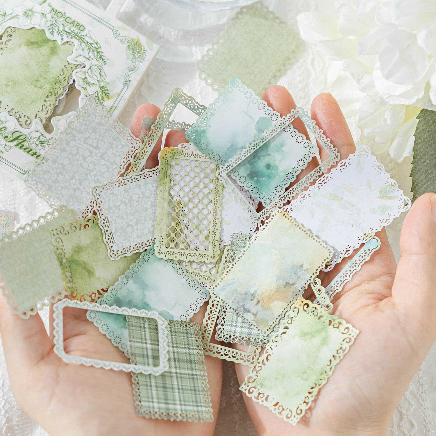 蕾丝光影复古镂空边框手帐素材纸
