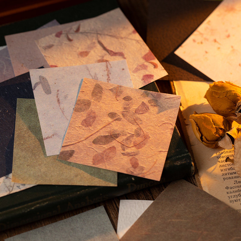 语闲纸序混合特种纸豆豆本50张复古手工素材纸小本便签手帐背景纸