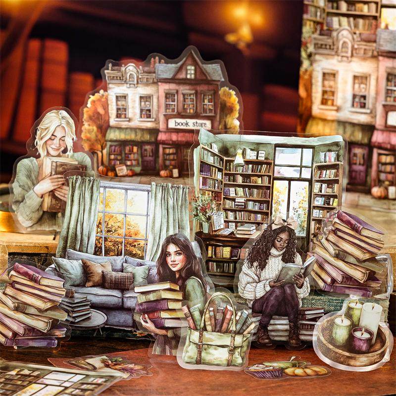 生活景观丛书PET贴纸包人物氛围造景相框卡片手帐拼贴素材贴画