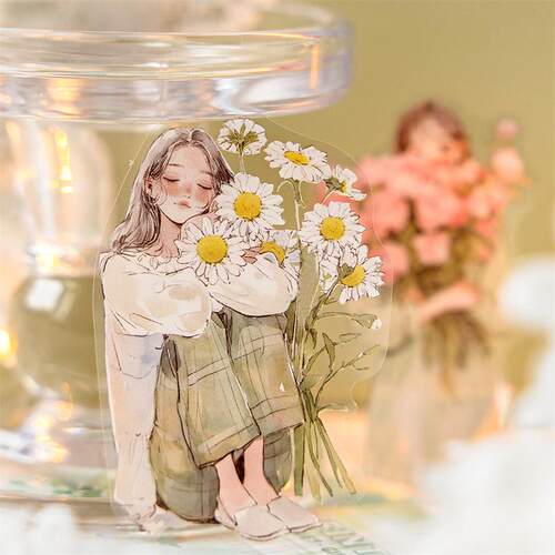 捧花少女PET贴纸包防水手帐贴画