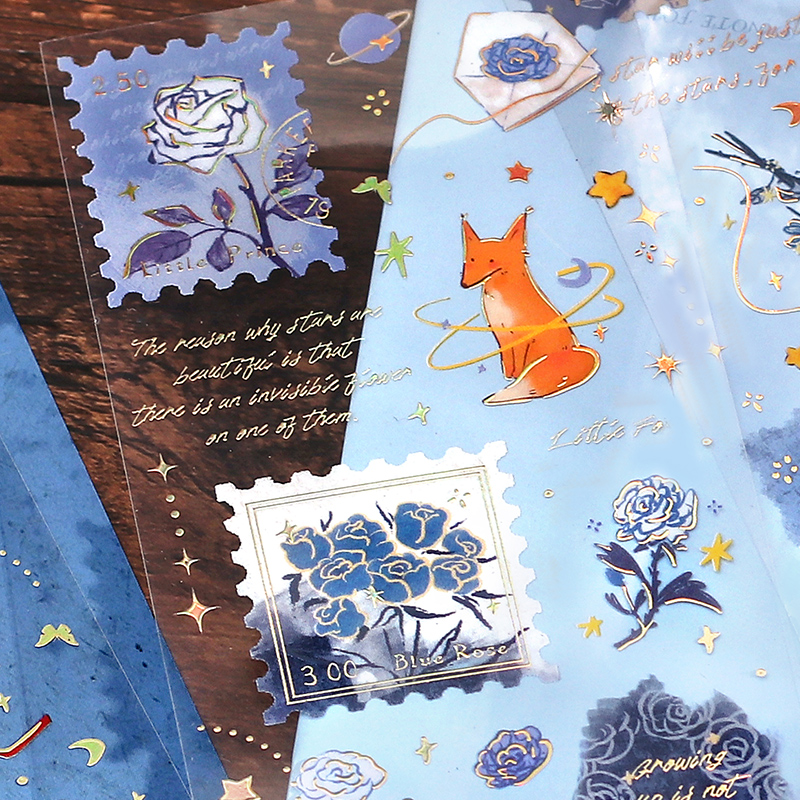 b612小行星立体烫金贴纸小王子玫瑰星球pet防水手帐装饰手账贴画