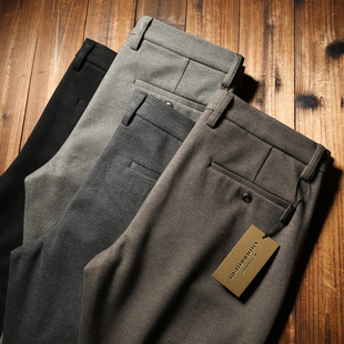 直筒宽松商务休闲裤 欧洲站冬季 柔软呢子磨毛保暖男士 毛呢男裤 厚款