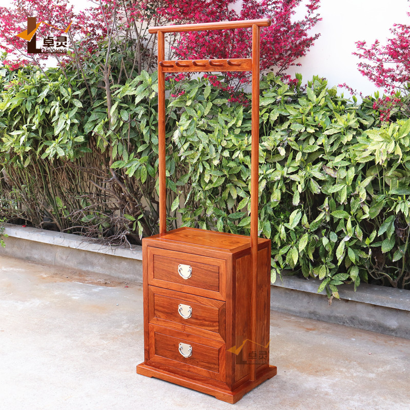 刺猬紫檀新中式风花梨木衣帽架