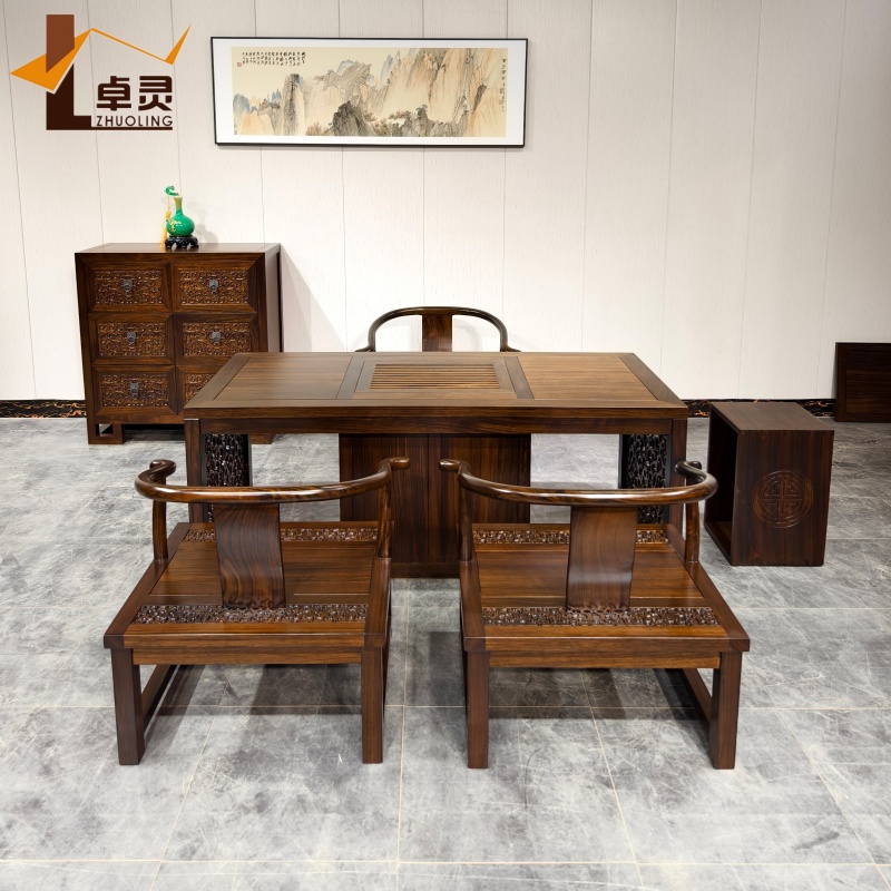 君和宋檀风格同款茶室茶桌椅组合