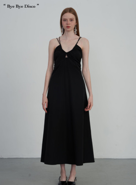 清仓！ODD PAGES 黑色夏季新款显瘦高级感气质V领女士吊带连衣裙