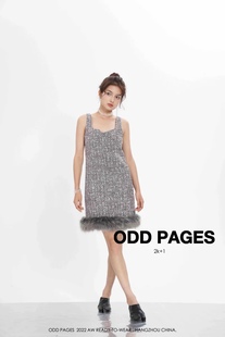 可脱卸毛边粗花呢后背镂空爱心背心裙连衣裙 早春 PAGES ODD