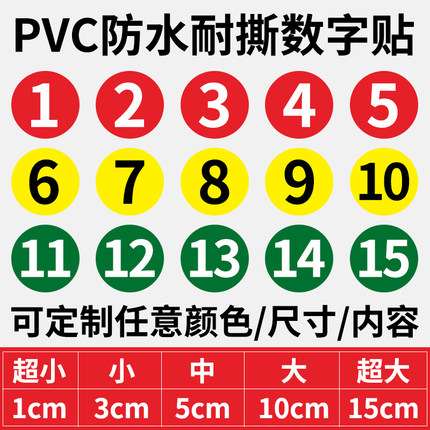 防水pvc数字号码自粘牌桌号牌不干胶数字贴设备餐桌编号牌序号储物柜号码牌比赛车队编号贴序号数字号码贴纸