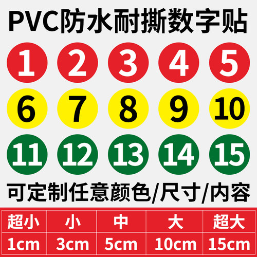 防水pvc数字贴当天发货大厂定制