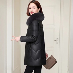狐狸毛真皮羽绒服女中长款妈妈装绵羊皮外套海宁皮衣2026新款