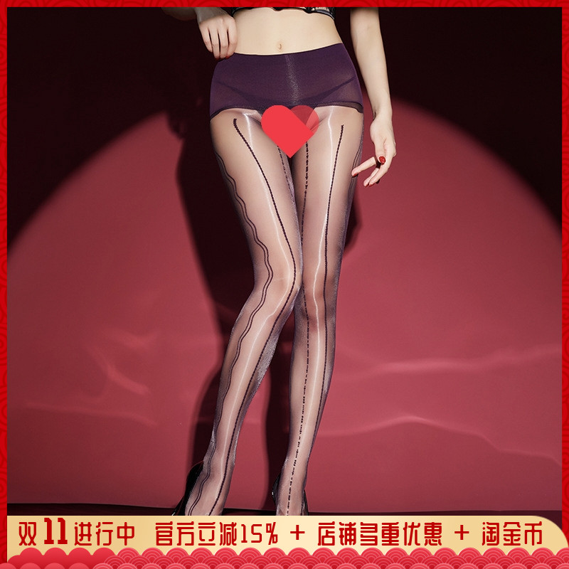 电波提花极光油亮丝滑无缝裆丝袜