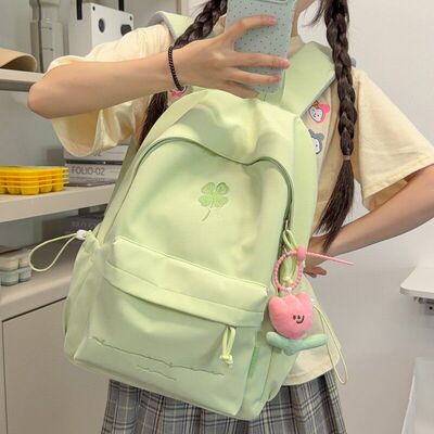 四叶草绿色高颜值女生双肩书包