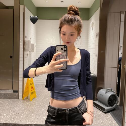 两件套开衫背心长袖T恤女防晒凉感紧身显瘦百搭上衣