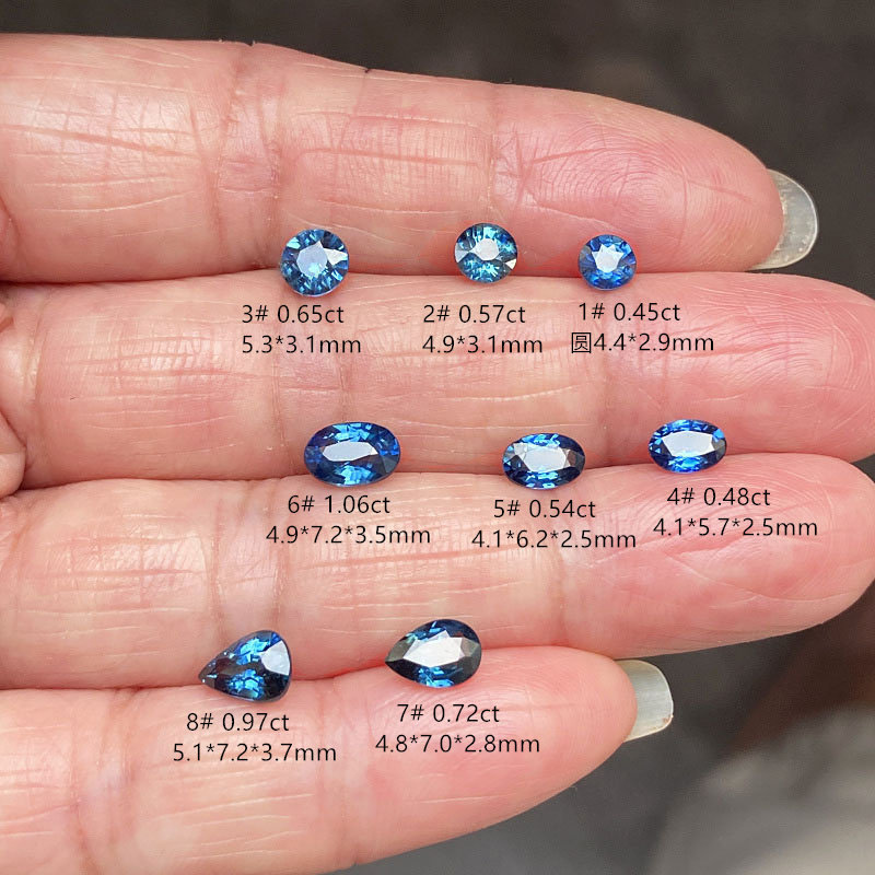 矢车菊蓝天然蓝宝石裸石彩宝圆椭圆水滴戒面定制18k黄白金银首饰