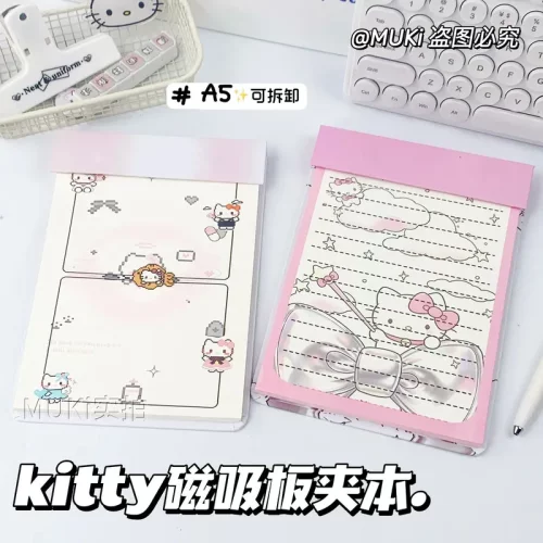 卡通KT猫磁吸板夹本彩页拍纸本A5可撕便签本高颜值板夹笔记本