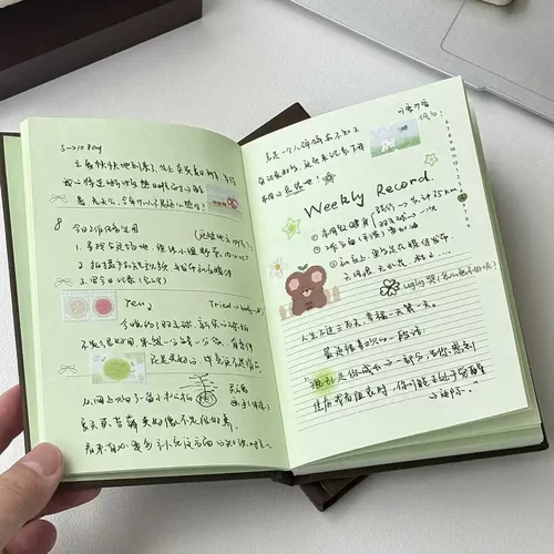 薄荷巧克力A6手帐本绿色内页小众高颜值ins日程记事笔记本子