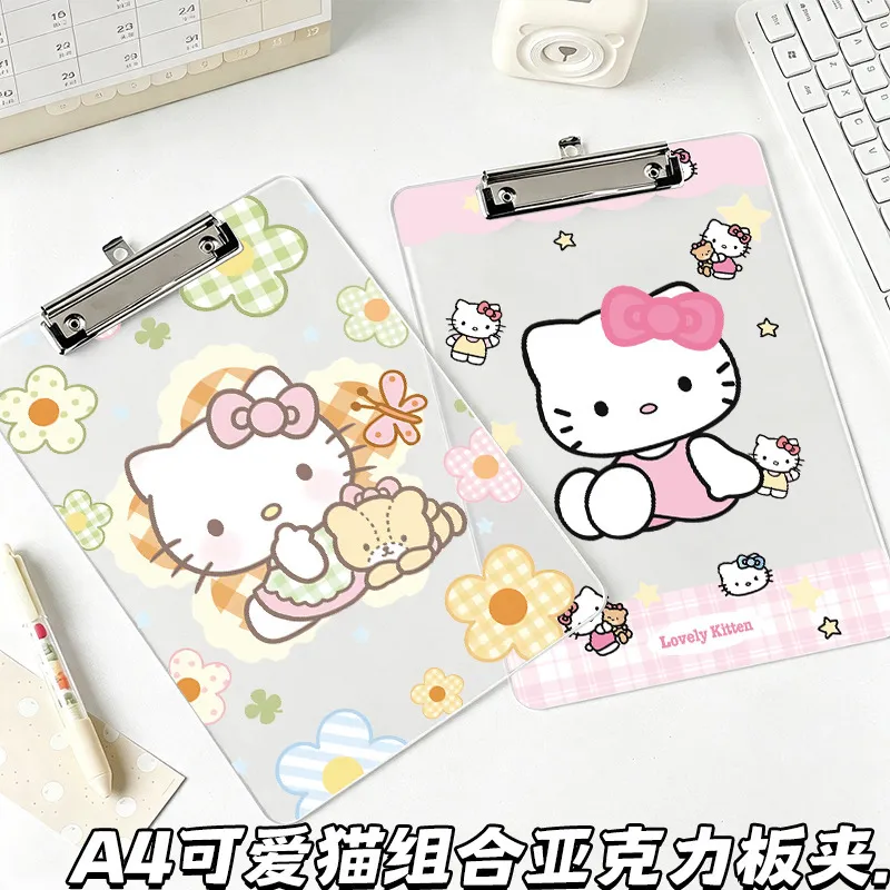 a4板夹亚克力新款可爱猫组合透明文件夹板试卷收纳写字垫板夹