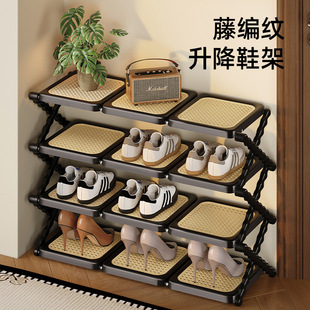 高颜值鞋架家用小窄入户门口多层宿舍出租房简易一拉就用折叠鞋柜