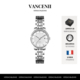 VANCENII 范西尼V1001白月光气质简约时尚 镶钻日历手表女士手腕表