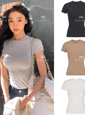 正品现货SKIMS易梦玲卡戴珊COTTON JERSEY棉上衣修身短袖女T恤