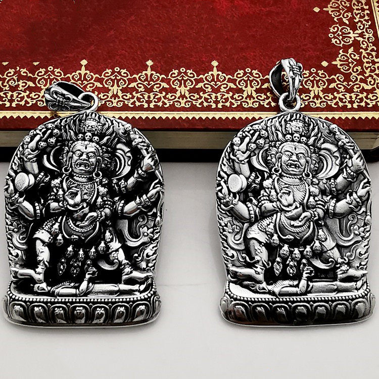 纯银大黑天佐曼蒂男吊坠复古刻字