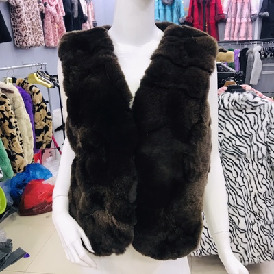 马甲坎肩皮草真獺兔毛皮毛一体新款休闲时尚百搭御寒保暖背心外套