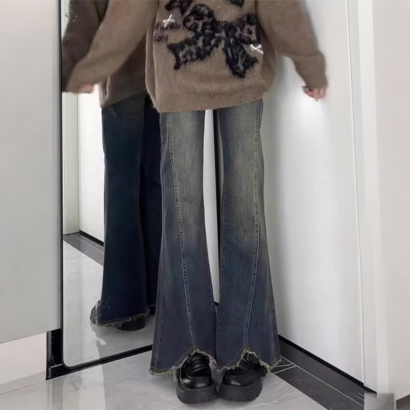 300斤胖mm大码女装复古高腰微喇牛仔裤女显瘦遮胯毛边做旧直筒裤,女装/女士精品,大码裤装,淘宝优惠券,粉丝福利购,淘宝优惠卷